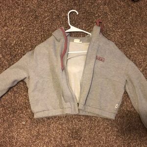 Womens Grey Zip Up Vans Sweater XS